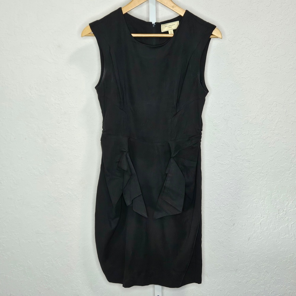 Moulinette Soeurs Black Silk Cotton‎ Pleated Ruffle Sheath Dress Womens 4